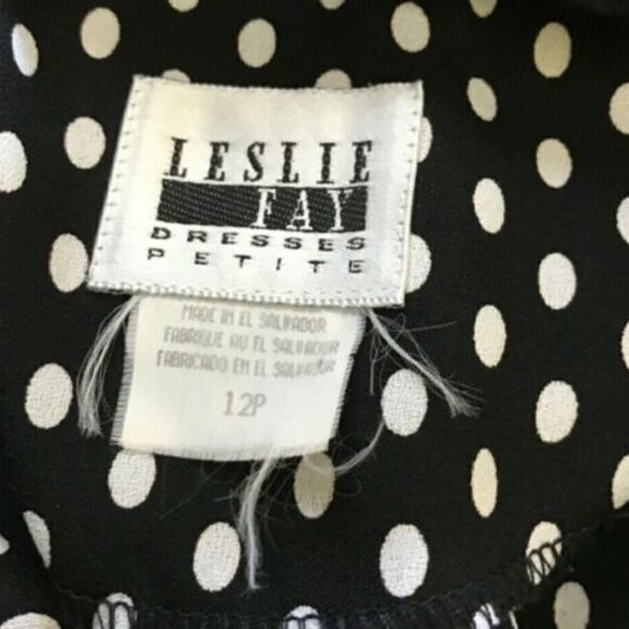 Vintage Leslie Fay Black and White Polka Dot Teacher/Geek Dress Sz 12P - Picture 8 of 8
